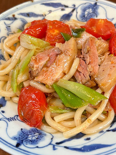 トマトと豚角煮の焼きうどん醤油ニンニク-レシピのメイン写真