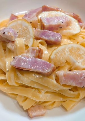 ブロックベーコンのレモンクリームパスタ-レシピのメイン写真