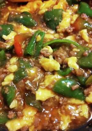 ピーマン玉子挽肉の甘辛あん-レシピのメイン写真