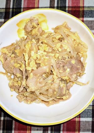 簡単で美味しい 豚もやし炒めの卵とじ-レシピのメイン写真