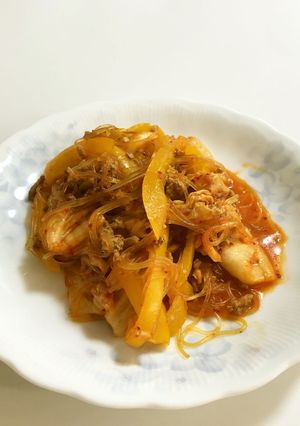 韓国キムチで作る、キムチチャプチェ-レシピのメイン写真