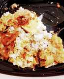 豚バラヒレ奴豆腐鰹節おかかガリバタ醤油丼