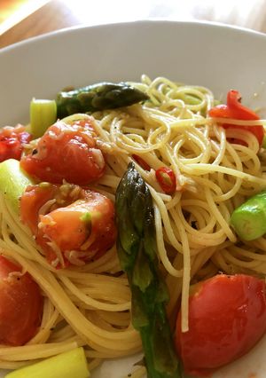 アスパラとトマトのじゃこパスタ-レシピのメイン写真