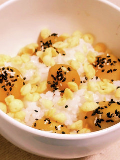 “栗甘露煮ゆず胡椒揚げ玉ゴマ塩ご飯”-レシピのメイン写真