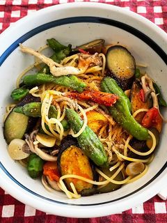 しし唐が主役のパスタ。秋茄子と!-レシピのメイン写真