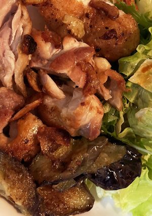 鶏もも肉ステーキ、ナスソテーを添えて-レシピのメイン写真