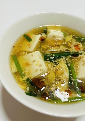ニラ豆腐の中華スープ-レシピのメイン写真