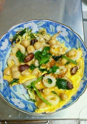 お豆とちくわの卵やき-レシピのメイン写真