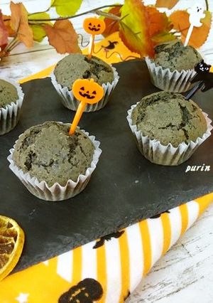 ハロウィンにも♪黒ゴママフィン-レシピのメイン写真