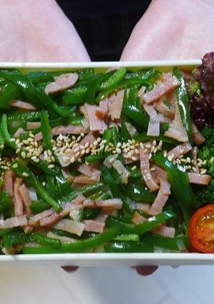 電子レンジで★ピーマンとベーコンの丼弁当-レシピのメイン写真