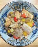 豚バラ肉と厚揚げとナスの生姜炒め