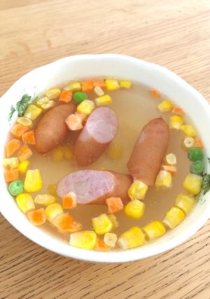 ソーセージとミックスベジタブルのスープ-レシピのメイン写真