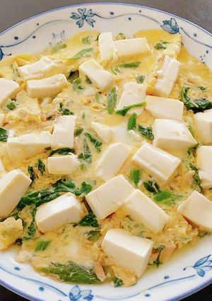 つゆむらさき、豆腐、ツナ缶の卵とじ-レシピのメイン写真