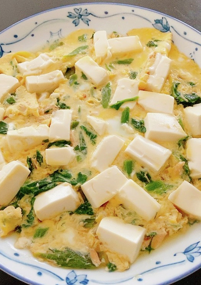 つゆむらさき、豆腐、ツナ缶の卵とじ-レシピのメイン写真