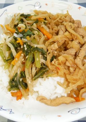 【学校給食】野菜たっぷりビビンバ丼-レシピのメイン写真