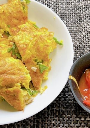 野菜と豚肉入り　卵焼きトマトソース-レシピのメイン写真
