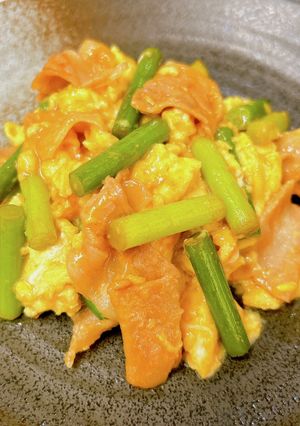 にんにくの芽と豚肉の卵炒め-レシピのメイン写真
