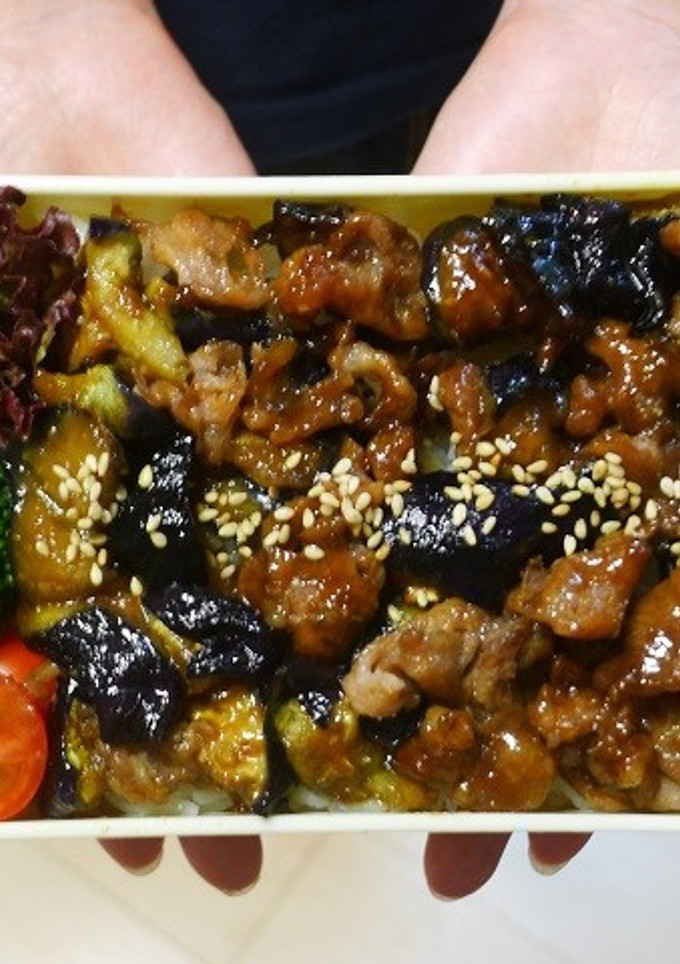 レンジで簡単★なすと豚肉のみそ和え丼弁当-レシピのメイン写真