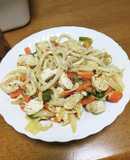 鶏肉のチリガーリックハーブソルト焼き饂飩