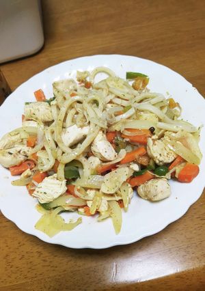 鶏肉のチリガーリックハーブソルト焼き饂飩-レシピのメイン写真