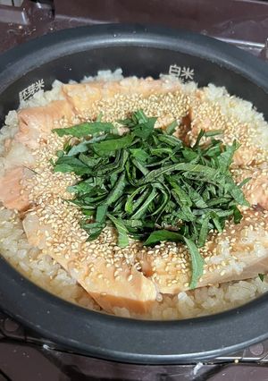 鮭ハラスと大葉の炊き込みご飯-レシピのメイン写真