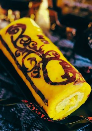 ハロウィン♪カボチャのロールケーキ♪デコ-レシピのメイン写真