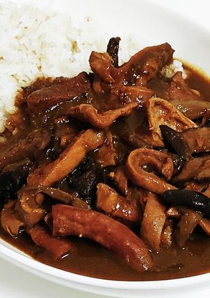 豚もつキノコカレー-レシピのメイン写真