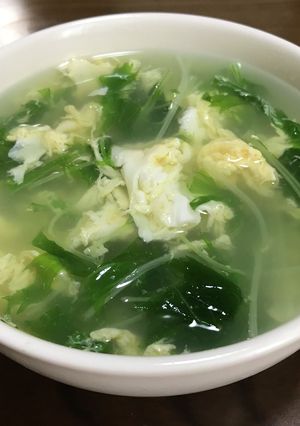 味の素鶏ガラスープで作る水菜のかき玉-レシピのメイン写真