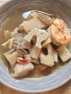 れんこんと海老の煮物-レシピのメイン写真