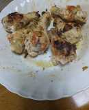 鶏手羽元のチリハーブグリル＋茸の焼き饂飩
