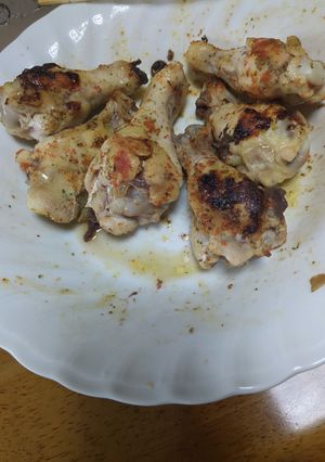 鶏手羽元のチリハーブグリル＋茸の焼き饂飩-レシピのメイン写真