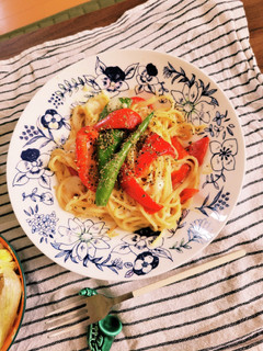 パプリカとあまとうの豆乳ソースパスタ-レシピのメイン写真