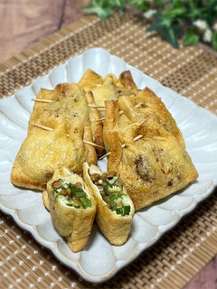 簡単おつまみ♪納豆とオクラとチーズの巾着-レシピのメイン写真