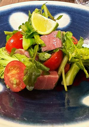 本鮪と冷野菜の酢橘塩ドレッシング和え-レシピのメイン写真