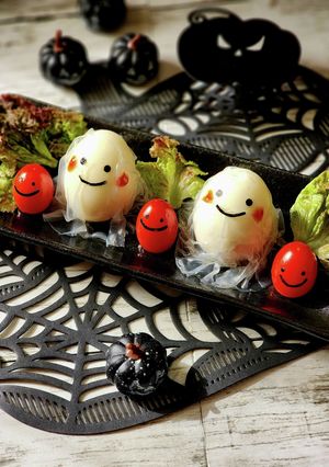 ライスペーパーと卵でハロウィンおばけ♪-レシピのメイン写真