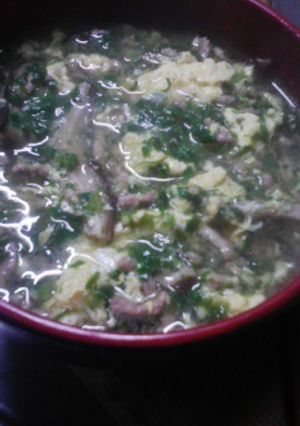 ほうれん草とひき肉のスープ-レシピのメイン写真