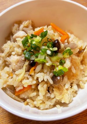 鶏五目炊き込みご飯。生姜効いてます。-レシピのメイン写真