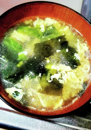 レタス青い部分で♫ワカメ卵スープ-レシピのメイン写真