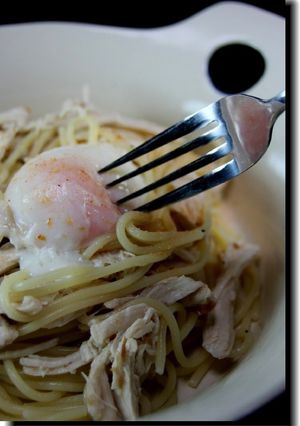 梅と温泉卵のパスタ-レシピのメイン写真