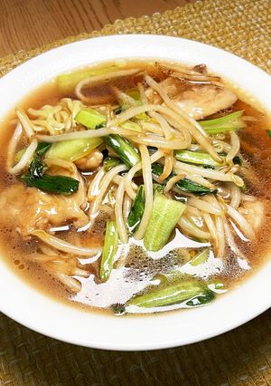 もやし＋青梗菜＋もも肉　あんかけラーメン-レシピのメイン写真