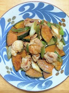 鶏むね肉とカボチャと長ネギの中華炒め-レシピのメイン写真