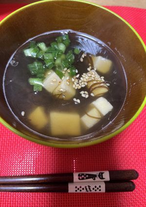 高野豆腐と生もずくのスープ（給食風）-レシピのメイン写真