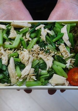 レンジで簡単★小松菜と鶏ささみの丼弁当-レシピのメイン写真