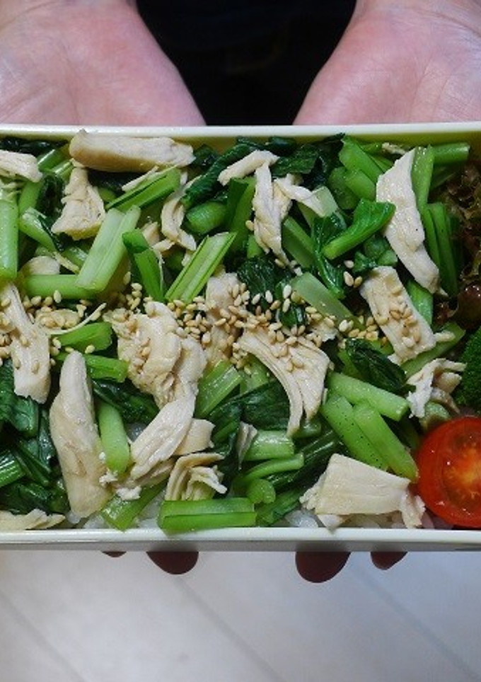 レンジで簡単★小松菜と鶏ささみの丼弁当-レシピのメイン写真