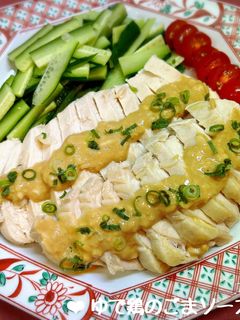 ヘルシー♡ゆで鶏むね肉のごまソース♪-レシピのメイン写真