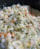 生米から作る！鮭とわかめのチーズリゾット