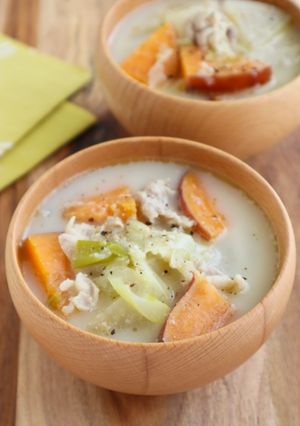 腸活♡豚肉とさつまいもの豆乳味噌スープ-レシピのメイン写真