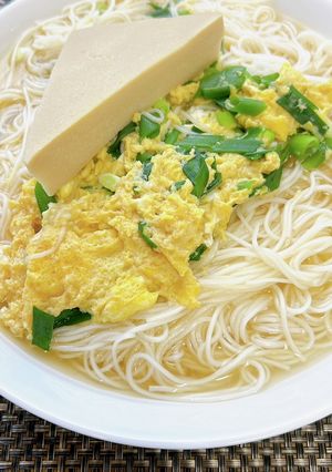 青葱の卵とじにゅうめん-レシピのメイン写真