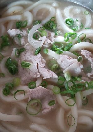 お肉とネギで、My#柚子胡椒うどん#-レシピのメイン写真