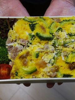 レンジで簡単★ゴーヤと豚肉の卵とじ丼弁当-レシピのメイン写真